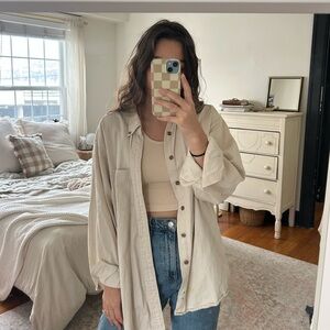 Casual Cream Button-Up Shirt